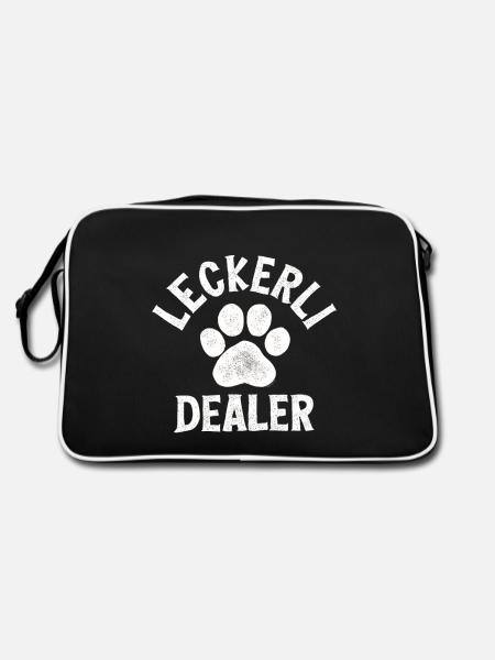 Hundebesitzer lustiger Spruch Hund Geschenk Idee - Retro Tasche - Schwarz/Weiß - Hinten