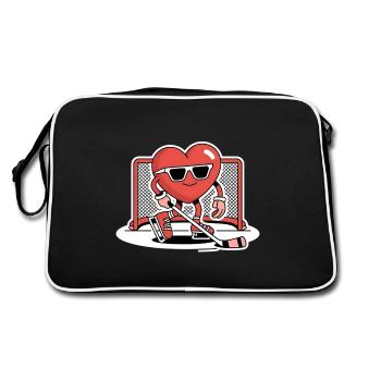 Funny Hockey Goalkeeper Hockey Design - Retro Bag - black/white - Back
