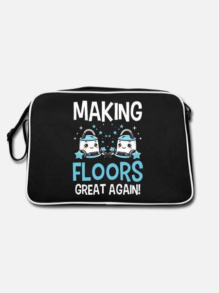 Reinigung Liebhaber Reinigungskraft - Retro Tasche - Schwarz/Weiß - Hinten