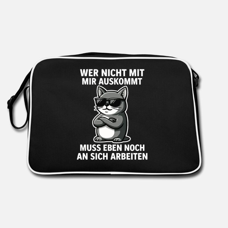 Coole Katze Spruch - Retro Tasche - Schwarz/Weiß