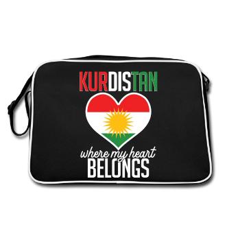 Kurdistan Where My Heart Belongs Kurds Kurds - Retro Bag - black/white - Back