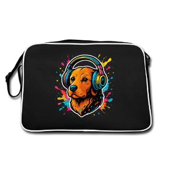Cool chien écouteurs musique rythmes - Sac Retro - noir/blanc - Dos