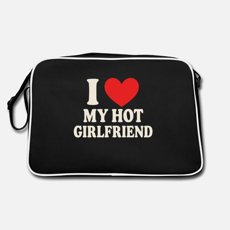 I ❤️ My Hot Girlfriend – Statement Design - Retro Tasche - Schwarz/Weiß