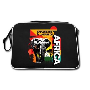 Africa Elephant Nature Adventure Wilderness Safari - Retro Bag - black/white - Back