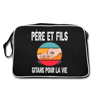 père et fils papa gitan vintage fête des pères - Sac Retro - noir/blanc - Dos