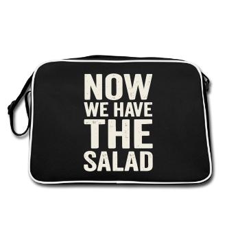 Maintenant, nous avons la salade – dicton allemand - Sac Retro - noir/blanc - Dos