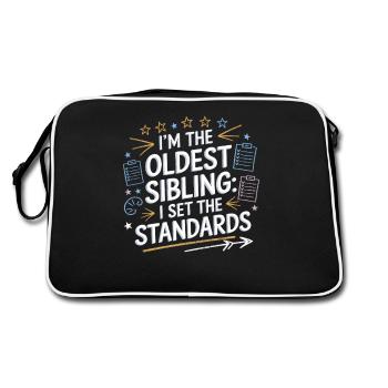 Drôle Aîné Frère Ou Sœur Enfant Tee I Établi les normes - Sac Retro - noir/blanc - Dos