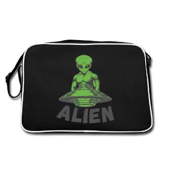 Rencontre d’OVNI extraterrestre vert - Sac Retro - noir/blanc - Dos