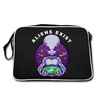 Alien Holding Earth - Retro Bag - black/white - Back