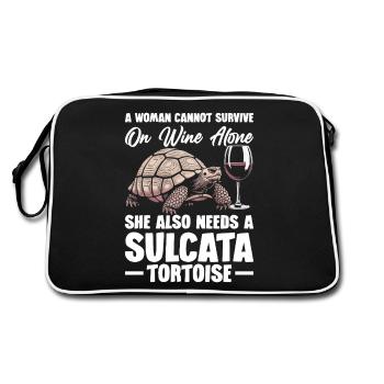 Une femme ne peut pas survivre uniquement avec du vin, - Sac Retro - noir/blanc - Dos