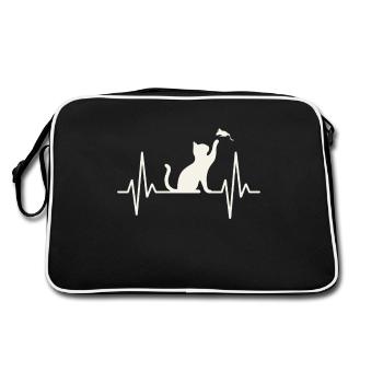 Chat Battement de cœur Silhouette - Sac Retro - noir/blanc - Dos