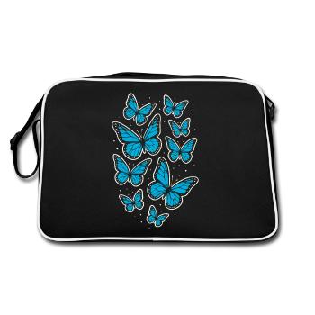 Papillons bleus – motif nature en filigrane - Sac Retro - noir/blanc - Dos