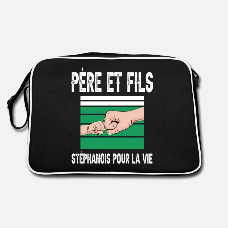 père et fils supporter stéphanois saint étienne - Sac Retro - noir/blanc