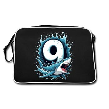 Shark Children's Birthday Party Number Nine Adventure - Retro Bag - black/white - Back