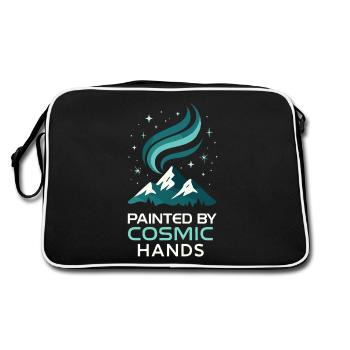Aurora Borealis Northern Lights Arctic Nightscape - Retro Tasche - Schwarz/Weiß - Hinten