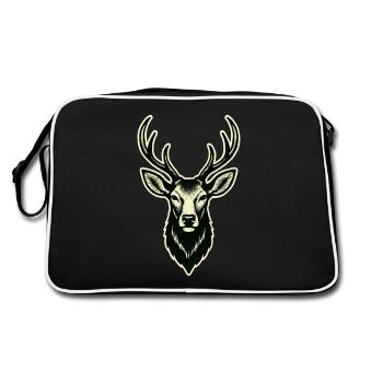 Hirsch Hirschgeweih - Retro Tasche - Schwarz/Weiß - Hinten