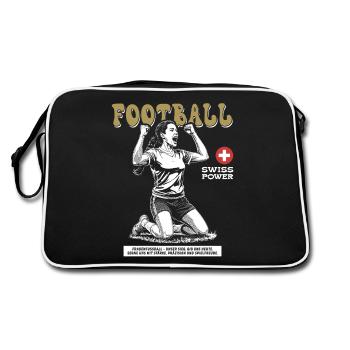 Swiss Fußballspielerin Shirt: Ballgefühl pur - Retro Tasche - Schwarz/Weiß - Hinten