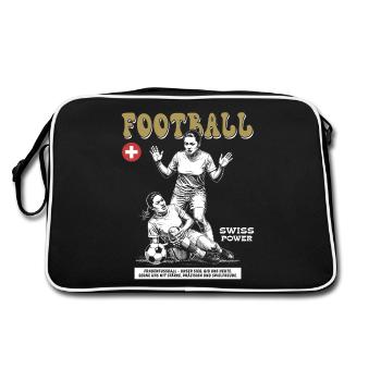 Einsatz pur: Frauenfußball Shirt CH - Retro Tasche - Schwarz/Weiß - Hinten