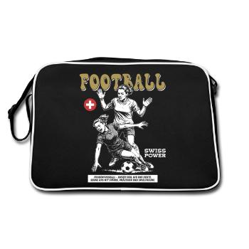 Kraft ohne Foul: Schweizer Frauenfußball Shirt - Retro Tasche - Schwarz/Weiß - Hinten