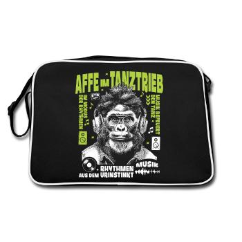 Philosopher Beat Shirt: Gorilla hears deep urban - Retro Bag - black/white - Back