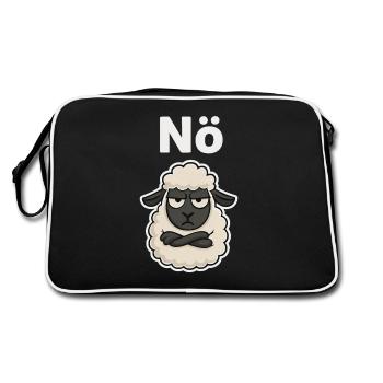 Nope Sheep Funny Saying Design - Retro Bag - black/white - Back