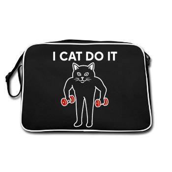Ich Katze mach es - Retro Tasche - Schwarz/Weiß - Hinten