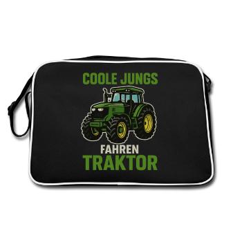 Cool Guys Driving Tractor – Farm Saying - Retro Bag - black/white - Back