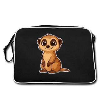 Mignon suricate dessin animé - Sac Retro - noir/blanc - Dos