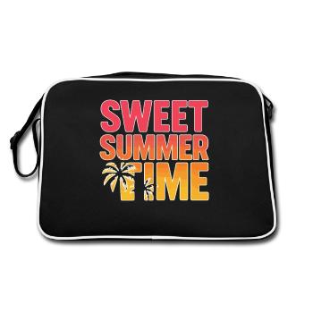 Sweet Summer Time – Summer Palm Tree Design - Retro Bag - black/white - Back