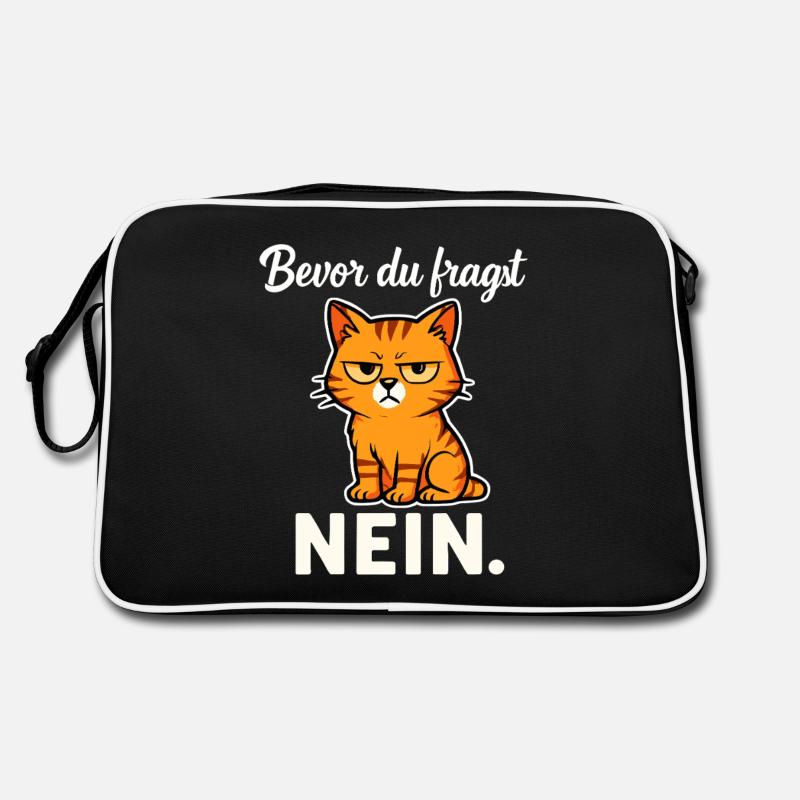 Bevor du fragst – Nein! Sarkastische Katze Retro Tasche
