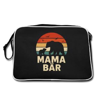 Maman ours rétro avec silhouette de bébé ours - Sac Retro - noir/blanc - Dos