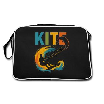 Motif Kitesurfeur | Style de cerf-volant coloré pour les sports nautiques - Sac Retro - noir/blanc - Dos