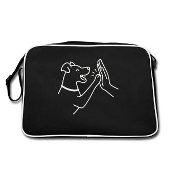 Dog High Five – Minimalist & Cute - Retro Bag - black/white - Back