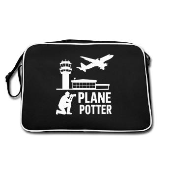Plane – Flugzeugspotter Design - Retro Tasche - Schwarz/Weiß - Hinten