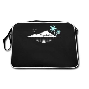 Seychelles Palmiers Île Sea Dream Vacances Souvenir - Sac Retro - noir/blanc - Dos