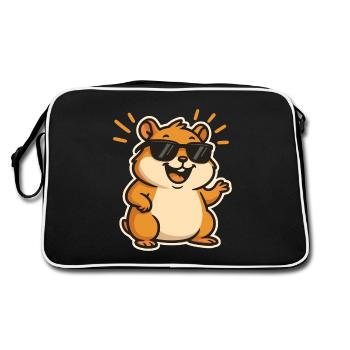 Casual hamster with sunglasses - Retro Bag - black/white - Back