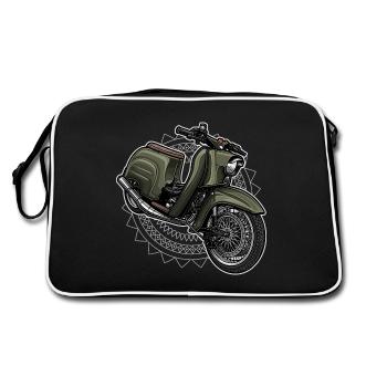 Schwalbe KR51/1 // Illustration - Retro Tasche - Schwarz/Weiß - Hinten