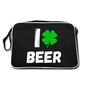 Ich liebe Bier Irland Kleeblatt St. Patrick's Day - Retro Tasche - Schwarz/Weiß - Hinten