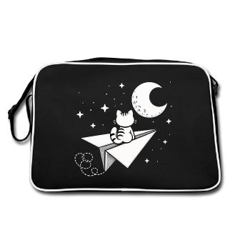 Chat Papier Avion Lune Envole-moi vers la lune Étoiles - Sac Retro - noir/blanc - Dos