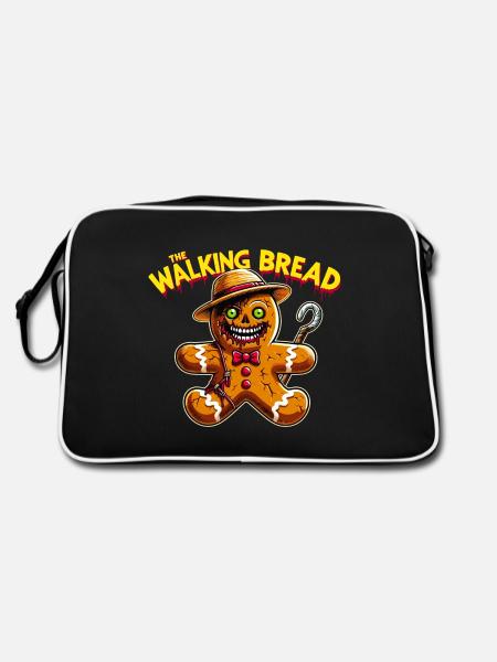 Halloween The Walking Bread Zombie Horror Lustig - Retro Tasche - Schwarz/Weiß - Hinten