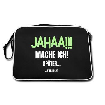 Yes I'll do my homework later maybe funny - Retro Bag - black/white - Back