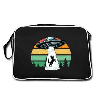 Chat OVNI Espace Vaisseau Spatial Rétro Faisceau Drôle - Sac Retro - noir/blanc - Dos