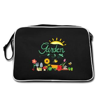 jardin, jardinier, lotissement, fleurs, nature, soleil - Sac Retro - noir/blanc - Dos