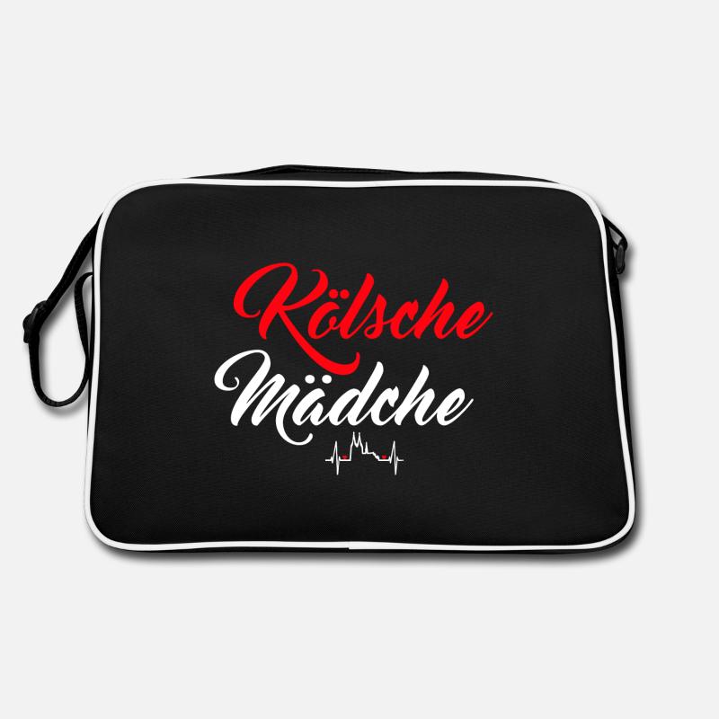 Kölsche Mädche Kölner Dom Köln Kölle Heimat Kölsch - Retro Tasche - Schwarz/Weiß
