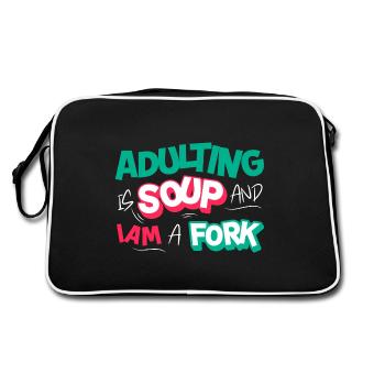 Adulting Is Soup And I'm A Fork Funny Adultish - Retro Bag - black/white - Back