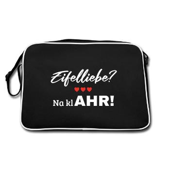 Eifel Liebe Ahr Ahrtal Heimat Herz Wandern Region - Retro Tasche - Schwarz/Weiß - Hinten