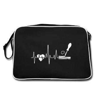 Wood carving Heartbeat - Retro Bag - black/white - Back
