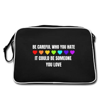 LGBTQ Liebe Herz Pride Month Gay Parade Regenbogen - Retro Tasche - Schwarz/Weiß - Hinten