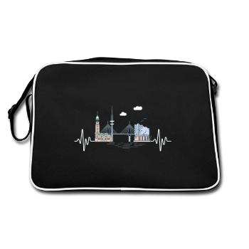 Hamburg Skyline Heartbeat Hamburg Elbe North - Retro Bag - black/white - Back