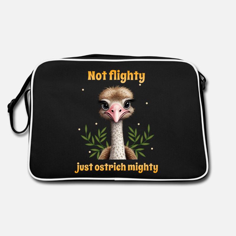 Nicht flatterhaft, nur Strauß mächtig - Retro Tasche - Schwarz/Weiß